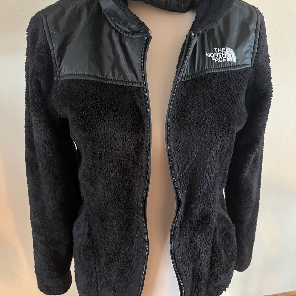 THE NORTH FACE Black Hooded Denali Full Zip Soft Fleece Jacket Polartec Size-S